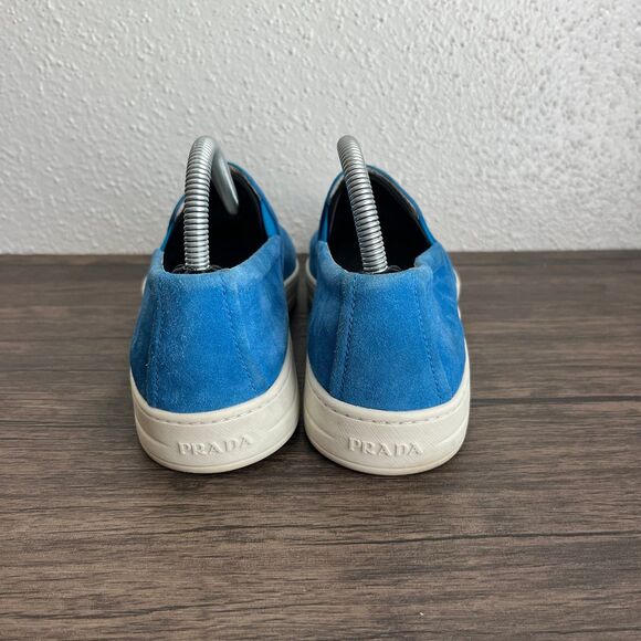 PRADA Blue Suede Loafer Slip On Sneakers Shoes Womens Size 40 EU / 9 US - Picture 4 of 8
